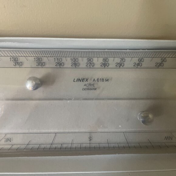 VINTAGE LINEX NAUTICAL RULER / INSTRUMENT A 618 ACRYL DENMARK MADE - Picture 8 of 12